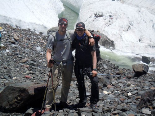 Louis and our young expedition doctor Stefan Zechmann while approaching to BC